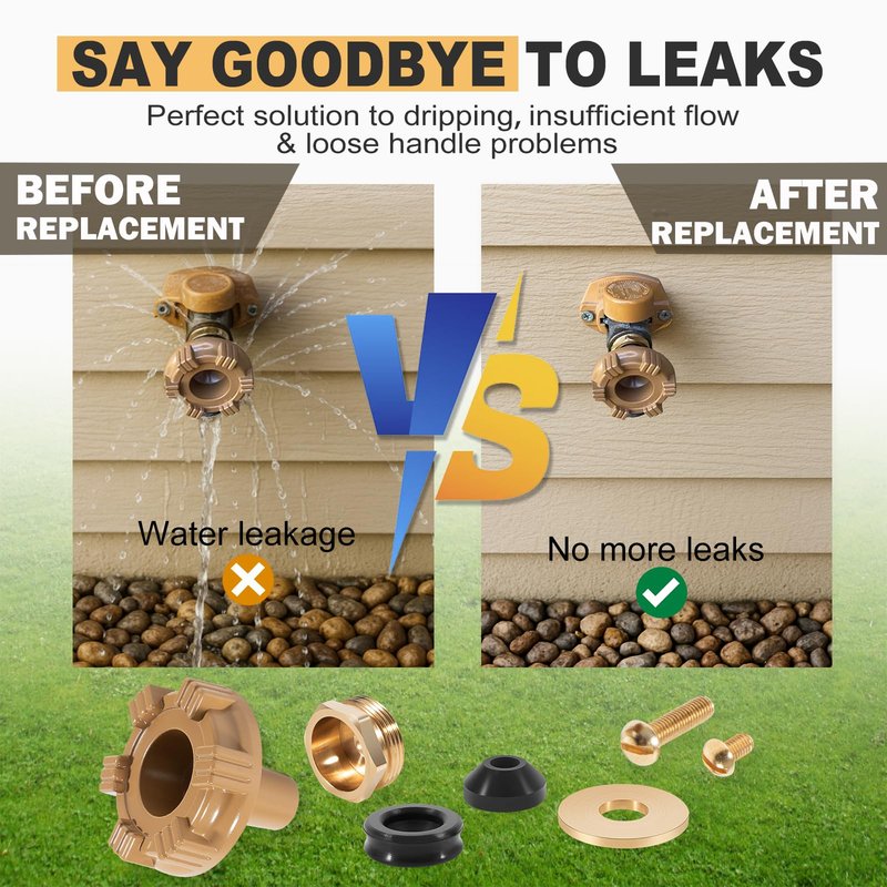 RK-14MH Faucet Repair Kit with Metal Handle Compatible with Woodford Outdoor Faucet Model 14 & 18 - Leak-Proof Replacement Set -Fits Hose Bib, Spigot, Wall Hydrant, Garden Valve Repairs - Leak Fix Set