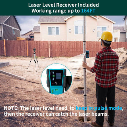 KEZERS Laser Level Set with Receiver,4 x360 Self Leveling Laser Level with Tripod and Grade Rod for Construction,Home Renovation,Hanging Pictures,2 Batteries,Remote Control,Touch Screen