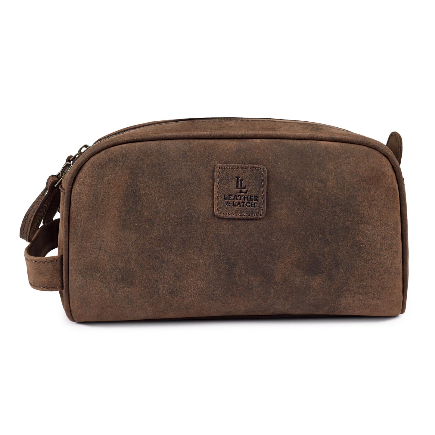 Leather Toiletry Travel Bag with Waterproof Lining, Large Capacity Vintage Dopp Kit, Shaving & Cosmetic Organizer for Men & Women - Brown