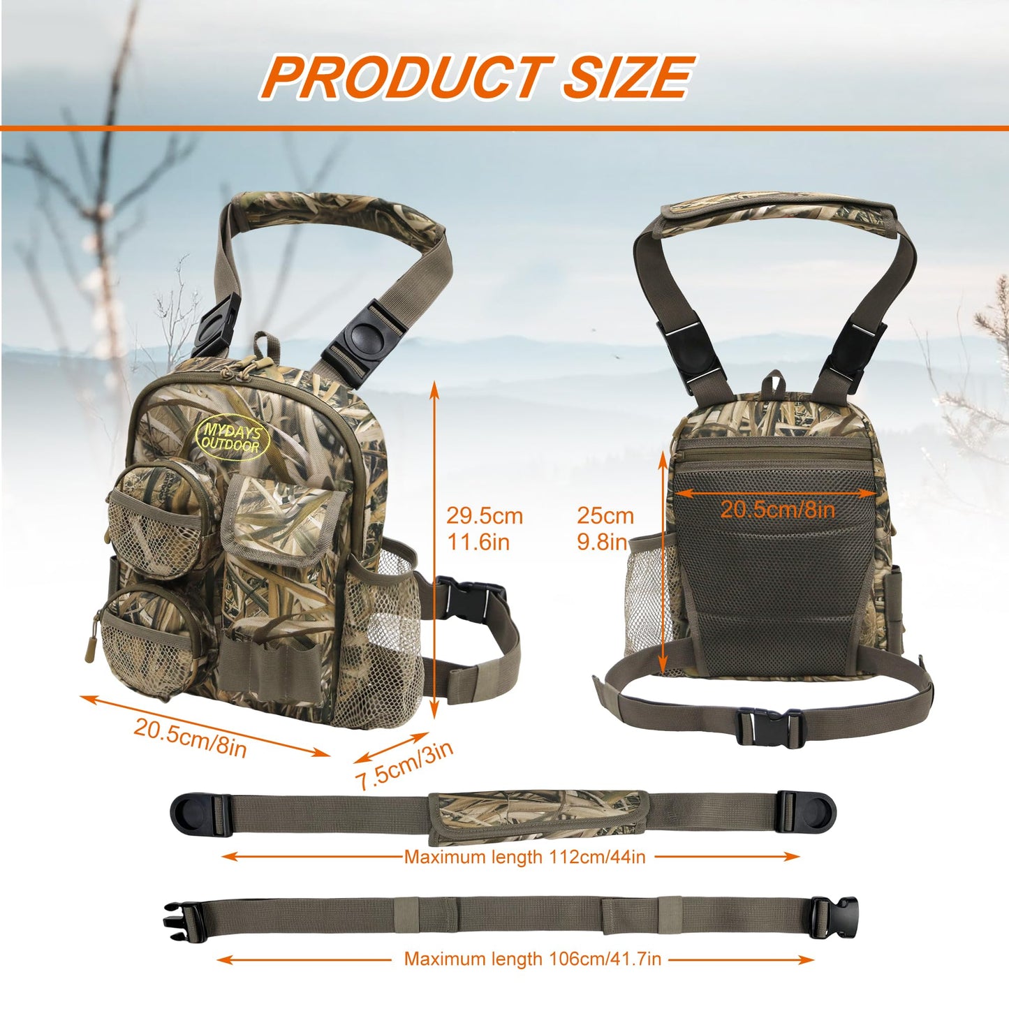 MYDAYS OUTDOOR Tactical Shoulder Bag,Hunting Chest Rig,Fly Fishing Chest Pack,Outdoor Military Sling Bag,Sports Chest Pack,Hunting Binocular Pack,Lightweight Carry Pouch