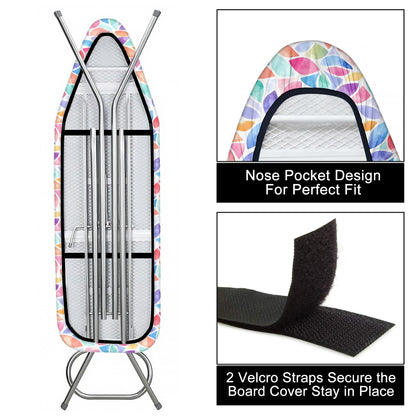 Ironing Board Cover 15"x54", Standard Size Replacement Iron Board Covers with Thick Padding, Heavy Duty Non-Slip Board Cover Fitted with Elastic Edges and Velcro Straps