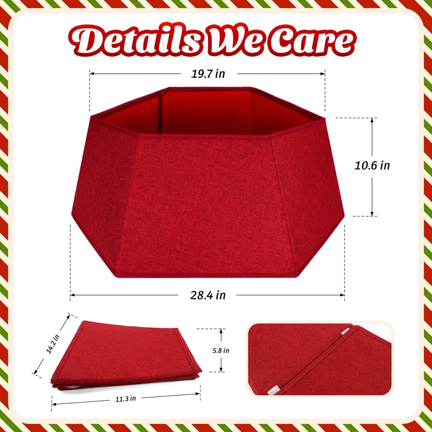 EverMerry Christmas Tree Skirt 26’’ Christmas Tree Skirts Collar Stand, Foldable Christmas Tree Ring for Artificial Trees Christmas Tree Decor Base Cover & Holiday Decor & Party