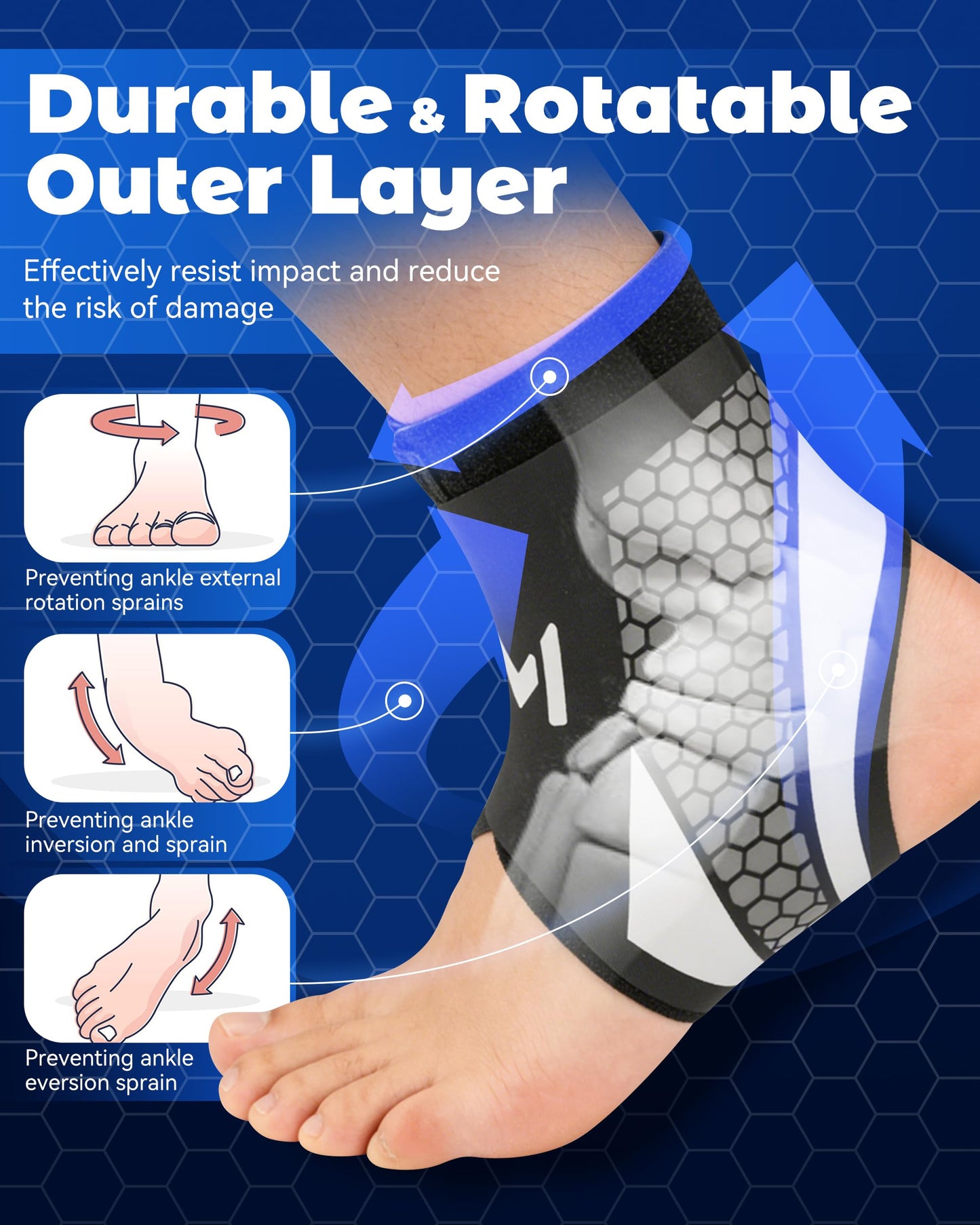 Ankle Brace for Men Women, Adjustable Stabilizer for Sprained Ankle Support, Breathable Low-Profile Lace Up Brace with Straps to Prevent Rolling, for Basketball Running & Sports (Purple*2)