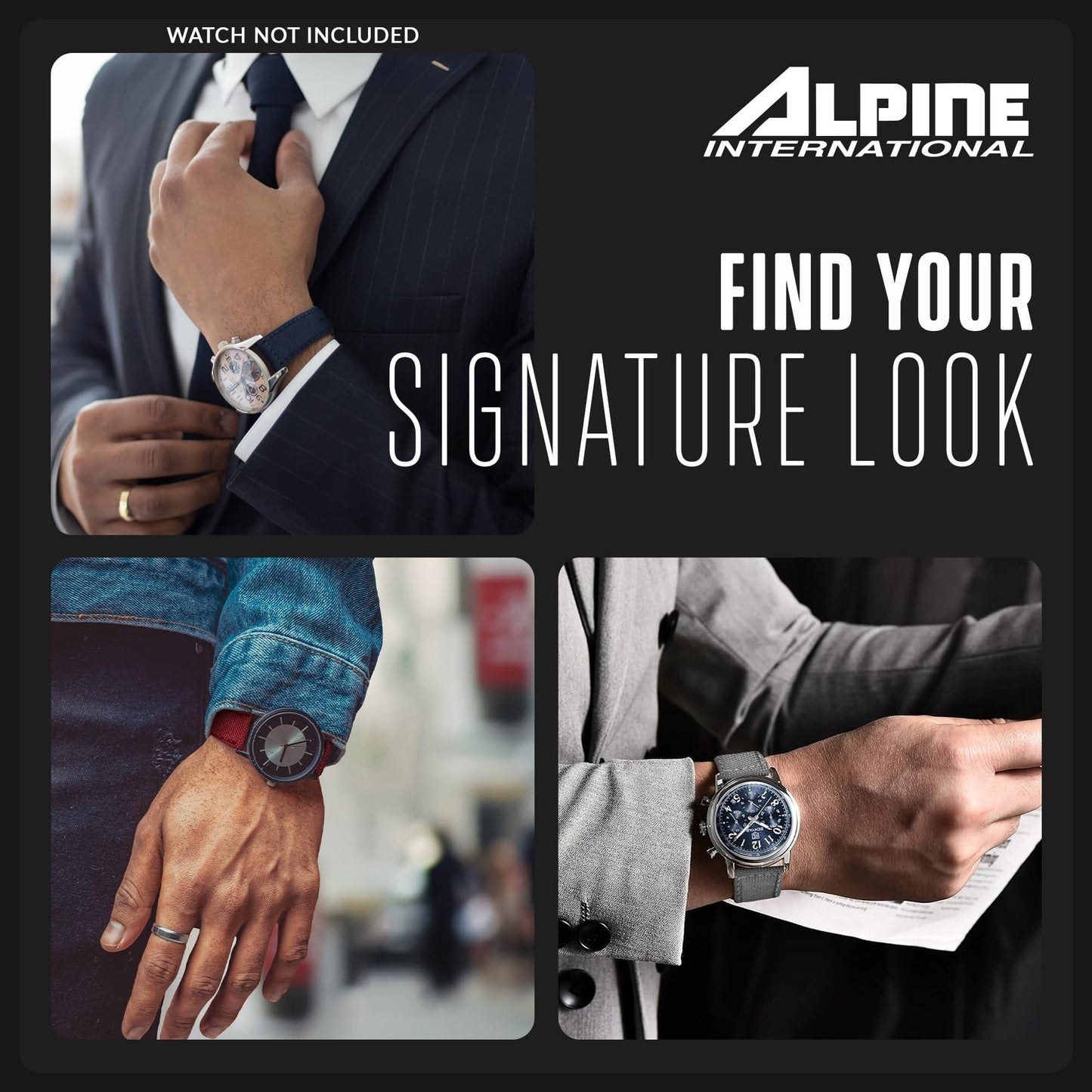 Alpine Cordura Fabric Watch Band | Water-Resistant Canvas Quick Release Watch Strap | Grey Adjustable Watch Band for Men & Women | 22mm Replacement Watch Band for Regular & Smart Watches