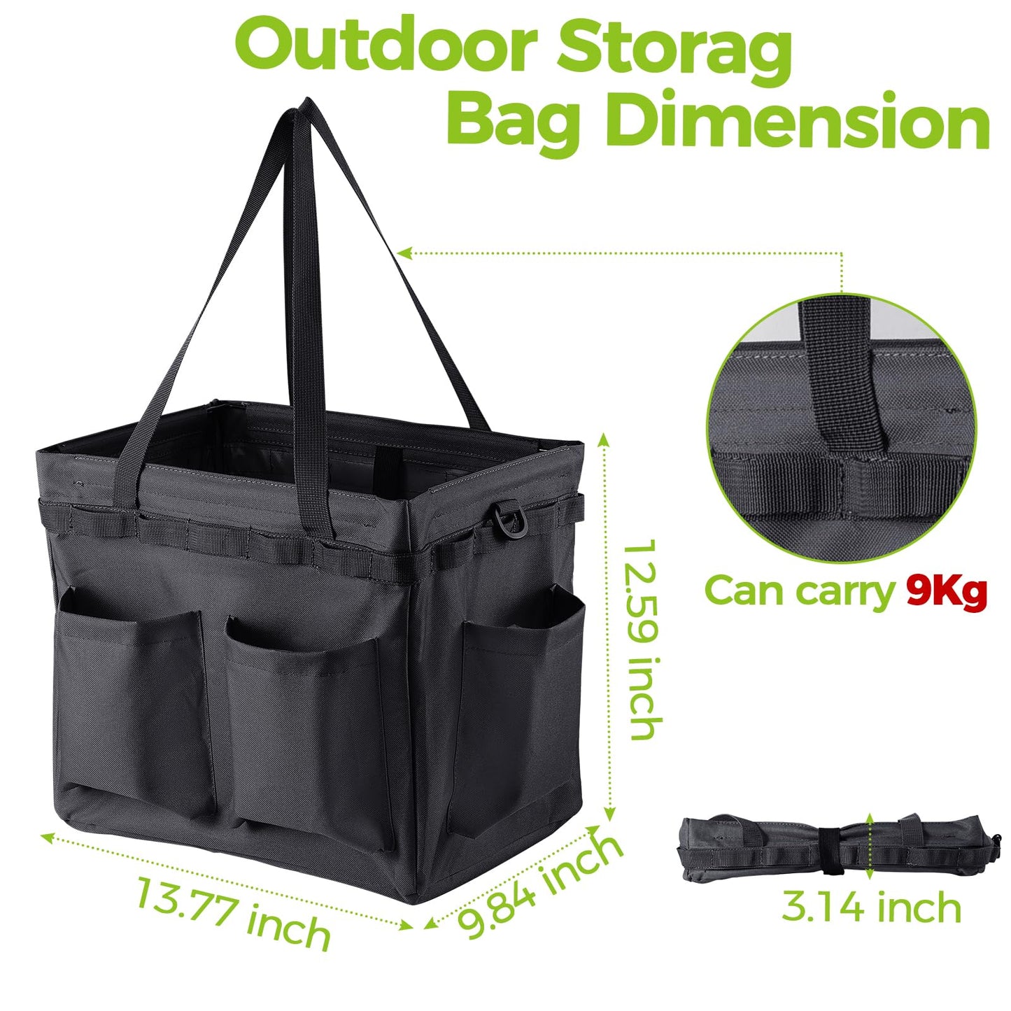 Car Trunk Organizer Multifunctional Storage Toolbox Carry Griddle,Large Grill Utensils Accessory Grilling Tools Basket Carrying Caddy Tool Tote Bag Storage Box Camp Cooking bbq Outdoor(Black)