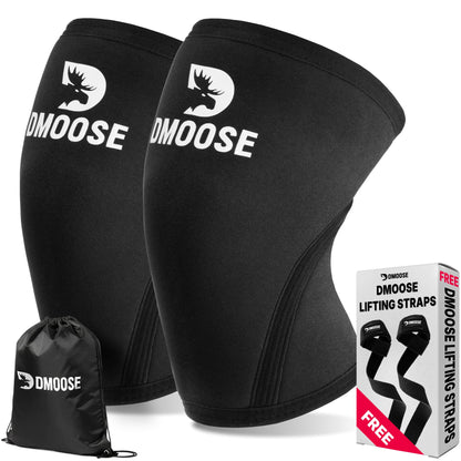 DMoose Fitness Knee Sleeves for Weightlifting (Pair) 78" Knee Wraps for Squats, Powerlifting & Joint Stability