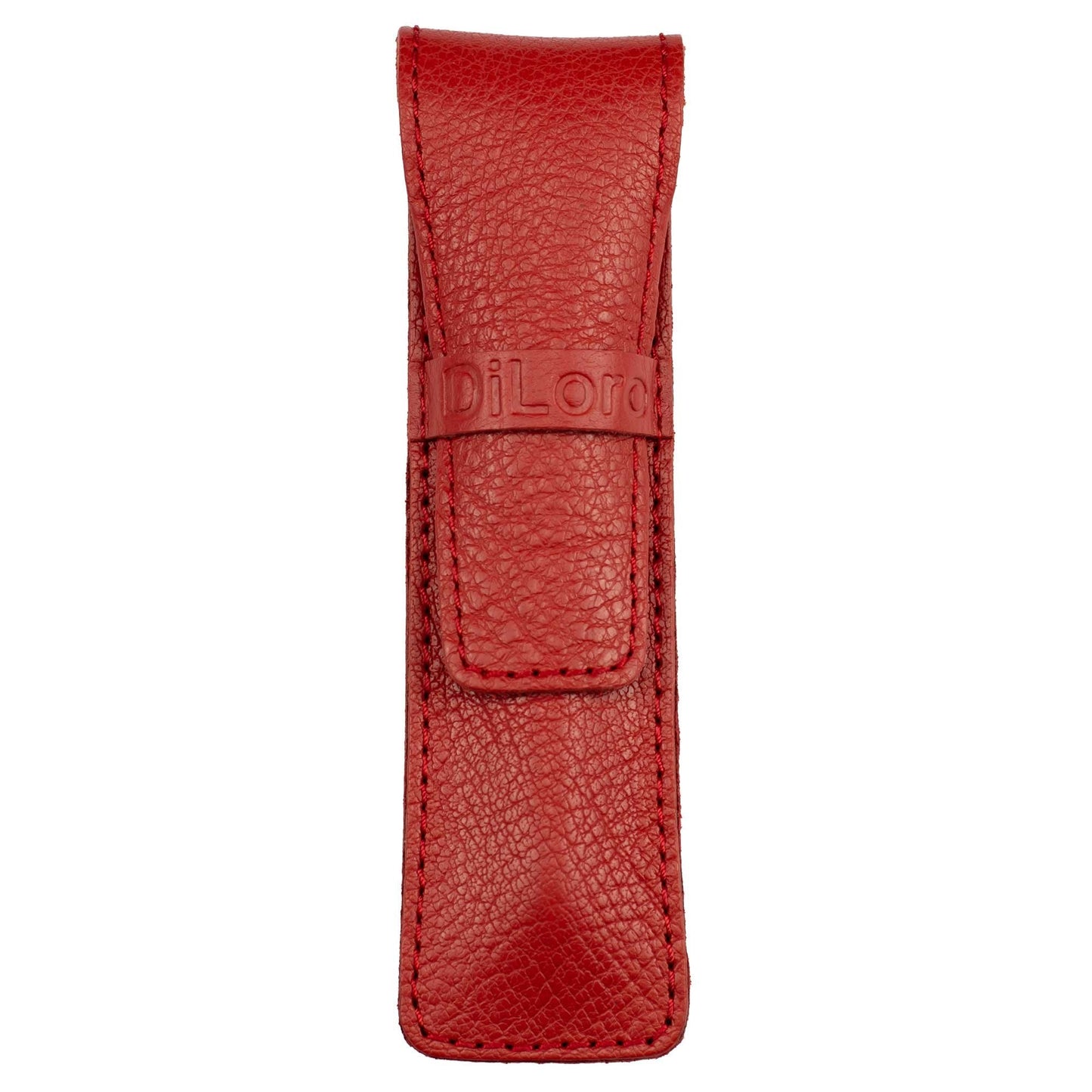 DiLoro Full Grain Thick Buffalo Leather Single Pen Case Holder Buffalo Red