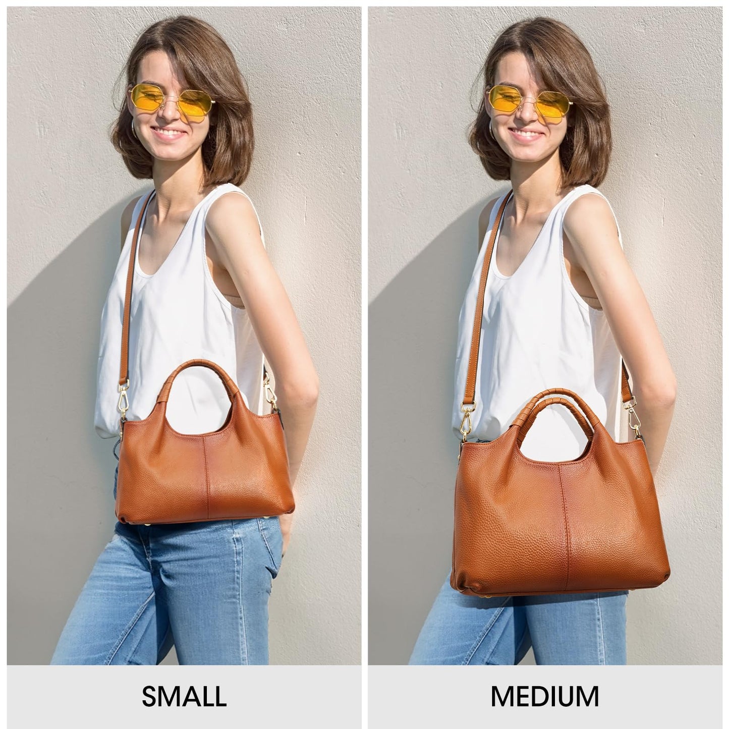 Kattee Leather Purses and Handbags for Women, Medium Crossbody Bags Trendy, Soft Shoulder Satchel Bags, Sorrel