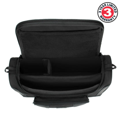 USA Gear Tablet Bag Compatible with 11 inch iPad Pro, 10.9 iPad Air, 10.2 inch Tablet - Compact Messenger Bag with Durable Exterior, Soft Adjustable Interior Fits Keyboard, Charger, more (Black)
