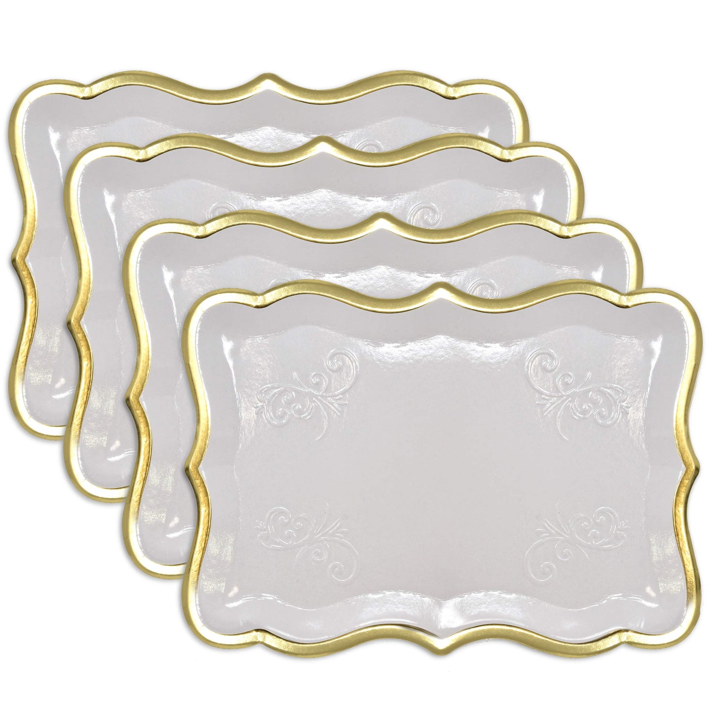 Gift Boutique Decorative Trays 10 Pack Gold Rim Display Platters Cardboard 9 x 13 Inch Wedding Birthday Party Dessert Decor
