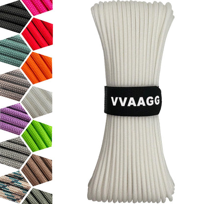 VVAAGG 1000 White Paracord Rope 100FT, 4mm Utility Parachute Cord 12 Strand Nylon Camping Rope, Tent Rope, Clothsline Rope