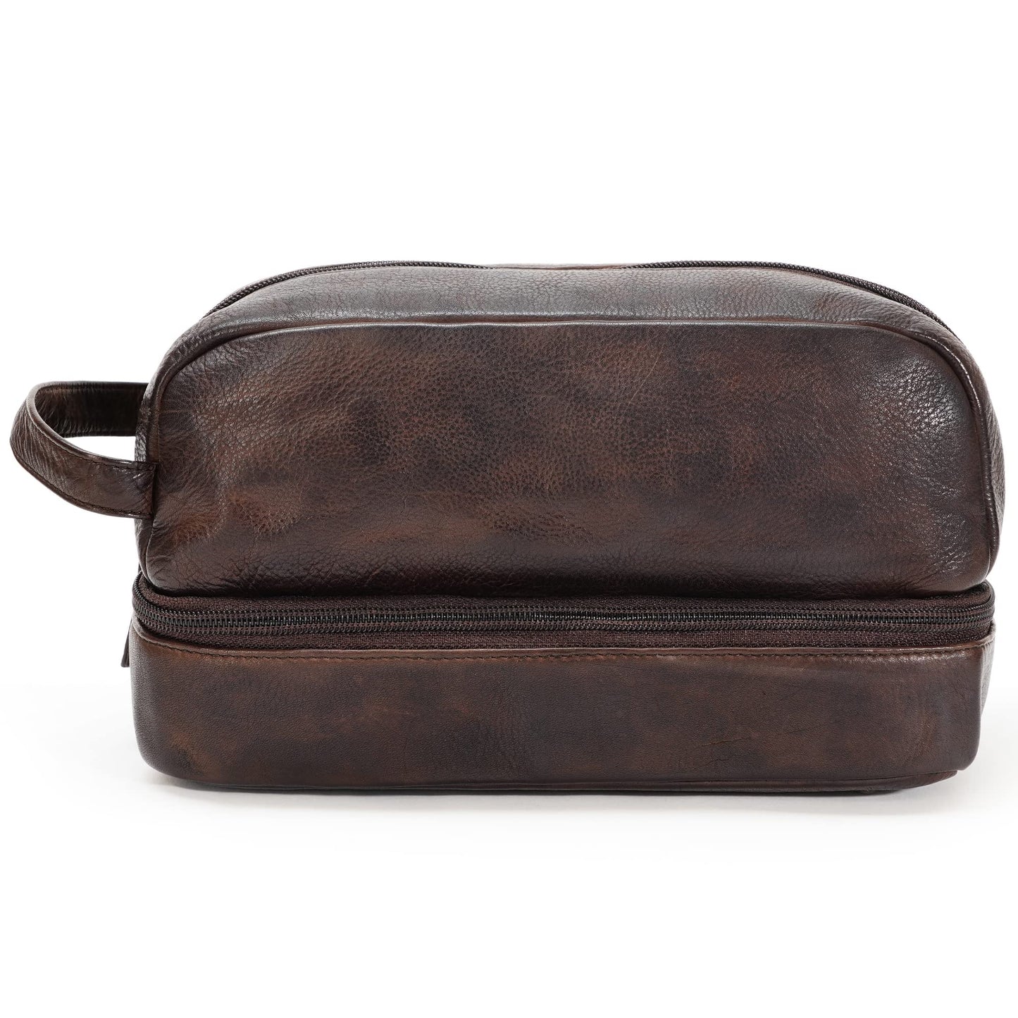 LushLuxeoria Premium Handmade Leather Toiletry Bags for Men and Women, Genuine Leather Dopp Kit and Shaving Bag for Men, Travel Cosmetic Bag for Women's and Men's, Retro - Cognac