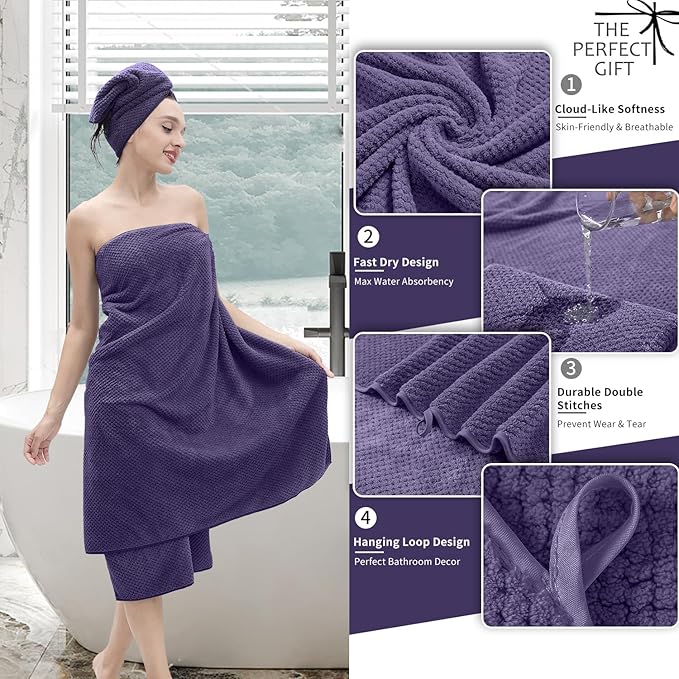 Extra Large Bath Towel Set of 4, Oversized Bath Sheet Super Soft Highly
