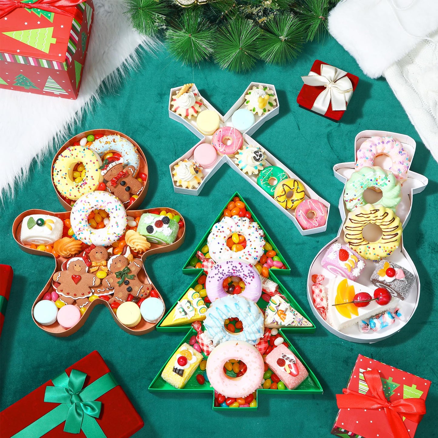 Dunzoom Large Christmas Cardboard Letter Charcuterie Box 12'' Fillable Tray Charcuterie Box for Christmas Party Decorations Chocolate Candy Cupcake Container(Snowman)