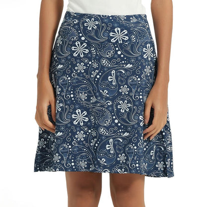 NOOYME 20" Skorts for Women Athletic Modest with Pockets Knee Length Tennis Golf Skirts (3XL,Navy Paisley)