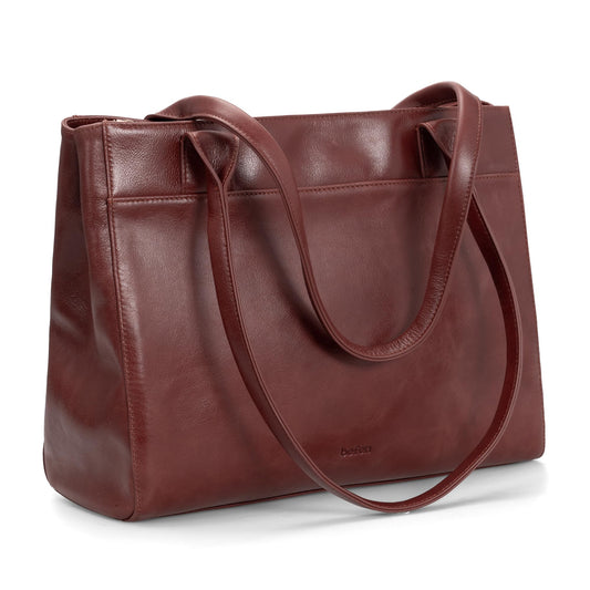 befen Vintage Leather Tote Bag for Women Soft Small Brown Leather Purse Structured Tote Purse with Zipper Trendy Work Handbag Designer Womens Shoulder Handbags for Travel Everyday