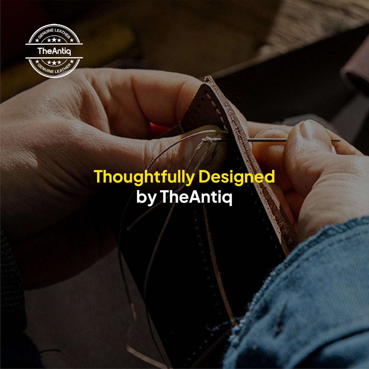 TheAntiq Blue Credit Card Orgnizer Case - Handmade Leather Card Case wallet for Men & Women with Single Button Closure, Slim Leather Card Holder, Stylish Credit Card Wallet for Front Pockets