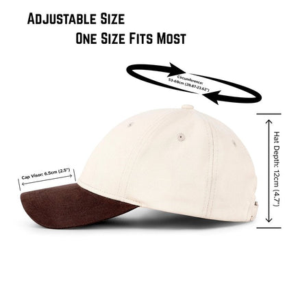 Mens Cap, Plain Baseball Cap, 100% Cotton, Adjustable Size, Casual Hat, Two Tone Color Combinations (White & Brown)