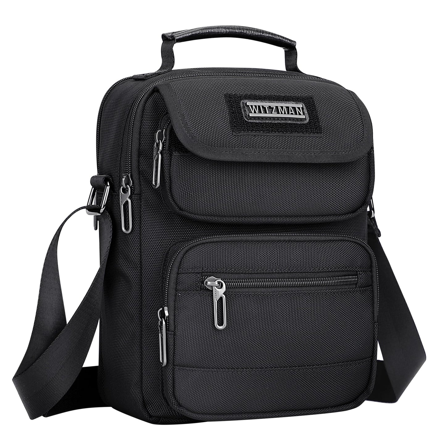 WITZMAN Crossbody Bag for Men Casual Shoulder Bag Lightweight Nylon Messenger Bag Small Man Purse for Work Travel(B710 Black)