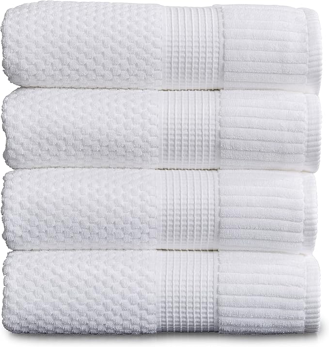 NY Loft 100% Cotton Bath Towel Set of 4 | White Towels | Oeko-TEX® Standard 100