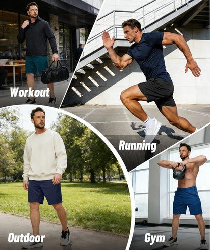 Little Beauty 5 Pack Mens Athletic Gym Shorts with Pockets Fast Dry Basketball Running Workout Shorts Navy/Dark Grey*2/Black*2, XL