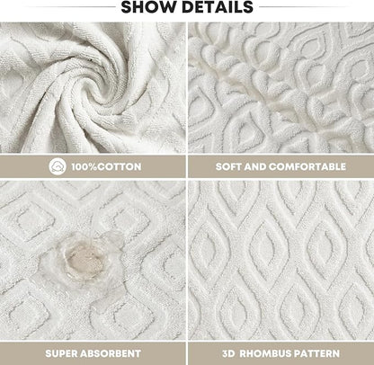 Artoid Mode 1 Pc White 3D Diamond Grid Jacquard Hand Towels