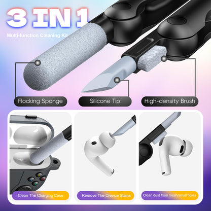 R-fun for AirPods Pro 3 Case (2025) Cover with Cleaner Kit, Classic Handheld Game Console Design Soft Skin Silicone Protective for Apple AirPods Pro 3rd Generation Charging Case, Grey