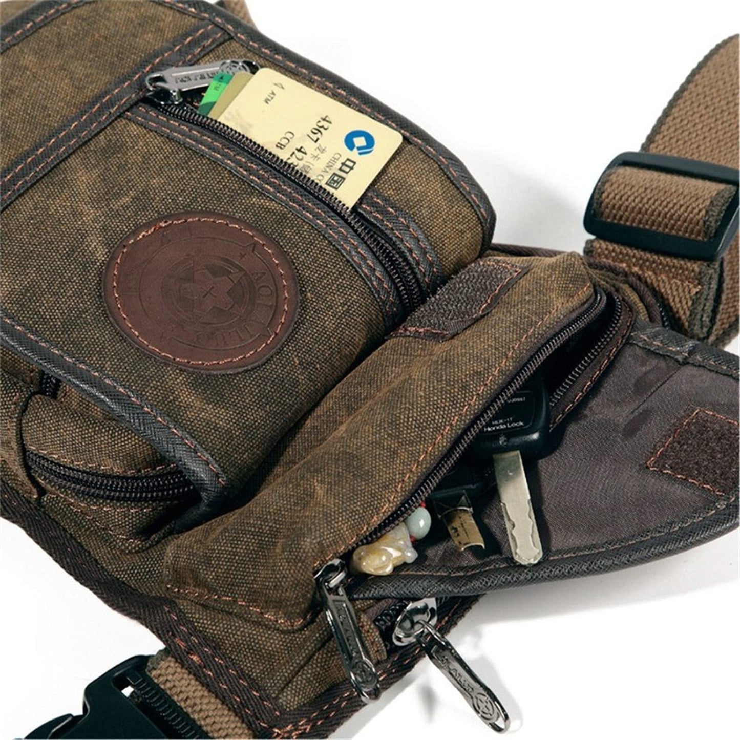 Canvas Drop Leg Bag Outdoor Waist Pack for Men Women Tactical Military Motorcycle Bike Cycling Multi-Pocket Waist Fanny Pouch Travel Hiking Climbing Thigh Bag Pocket