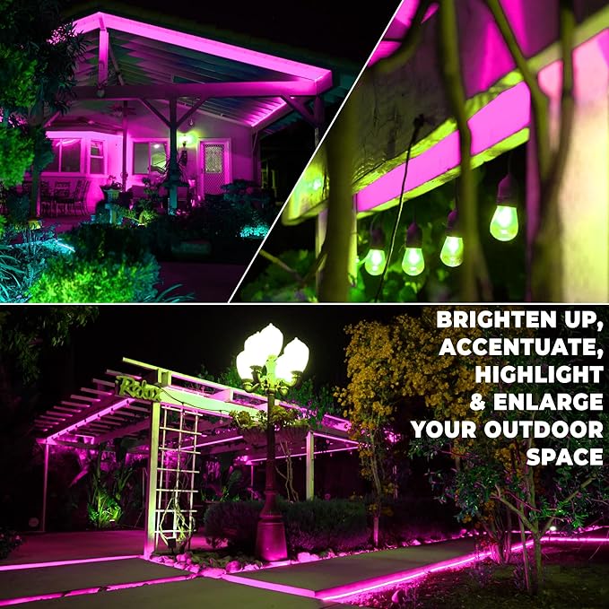 WYZworks 288LEDs 25ft LED Outside Rope Lights, Outdoor ETL Certified Waterproof Permanent 360 Degree Light Emitting, Flexible Tube, Connectable, Christmas Palm Tree Exterior Landscape, Pink