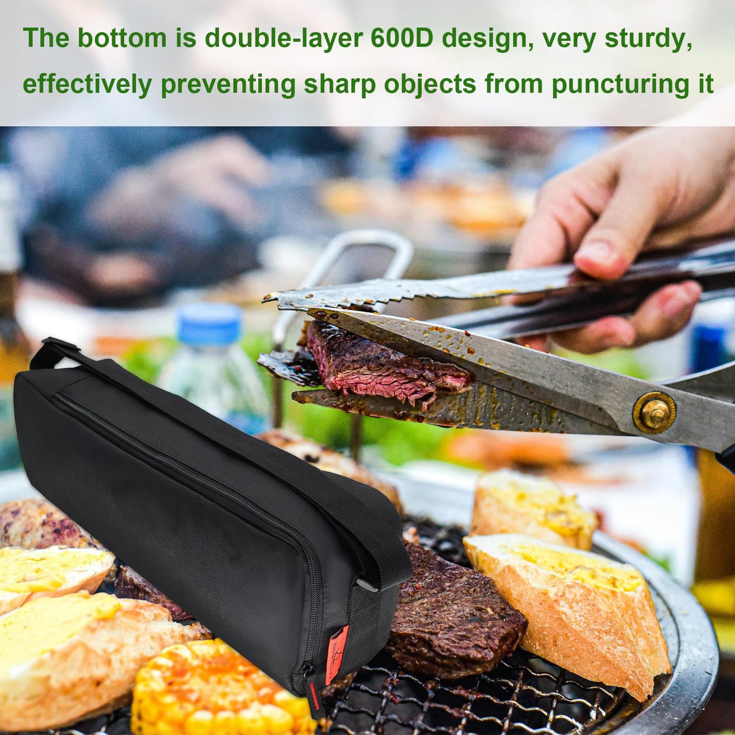Cover Geny Grill Tool Organizer, BBQ Tool Storage Bag - 20" Heavy-Duty Storage Bag Waterproof 600D Oxford, Folding Design Gift for Camping, Tailgates, Outdoor BBQ Parties (20" Lx6 Wx5 H)