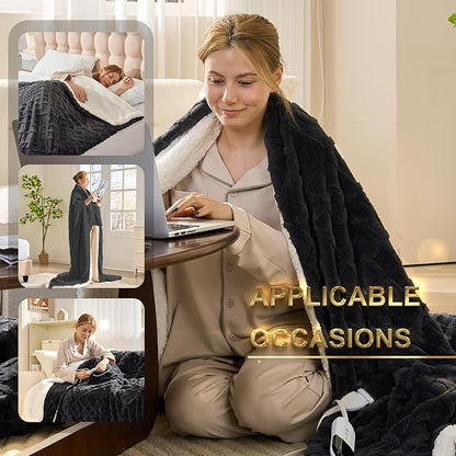 Electric Blanket King Size, Dual Control Heated Blanket with 6 Heating Levels, 10 Hours Auto Shut Off, Fast Heating, ETL Certification, 90"x 100", Dark Gray