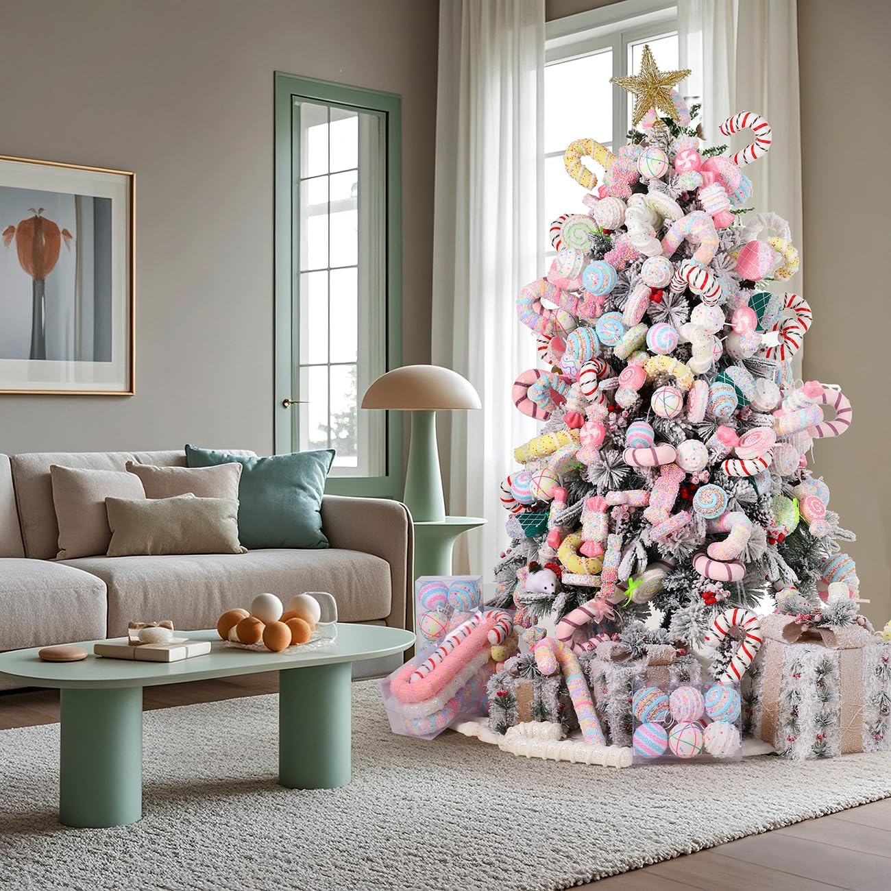 LANGXUN 6pcs Gingerbread Man Candy Land 2025 Xmas Party Suppiles Decoration, Hanging Candy Cane Christmas Tree Décor, Christmas Decorative Hanging Ornaments Crafts