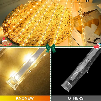 KNONEW 40 Tubes 1120 LED Meteor Shower Lights Christmas Lights Outdoor Plug in Waterproof Falling Rain Light for Xmas Tree Wedding Party Garden Holiday Rooftop Decorations (Warm White)