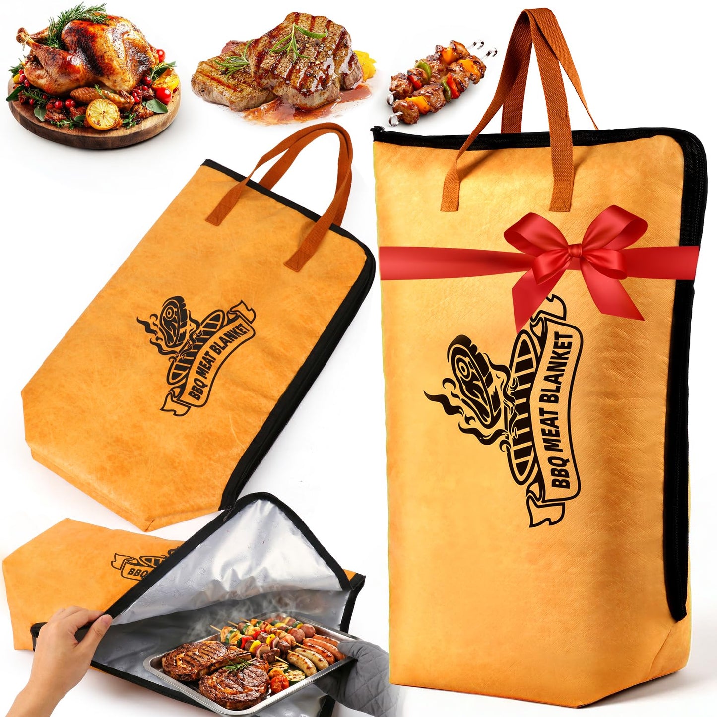 BBQ Blanket for Resting Meat, 24 x 15” Large Meat Resting Bag for Brisket Pork Shoulder Turkey, Insulated BBQ Grilling & Smoking Blanket Party Camping Picnic Essentials for Men Barbecue Lovers Gifts