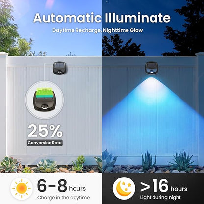SOLPEX Solar Lights Outdoor Waterproof IP65, Solar Stair Lights Outdoor for Fence, Deck, Step, RGB Multicolor LED 11 Lighting Modes House Wall Light for Porch, Backyard, Fence, Garden Decor-12 Pack