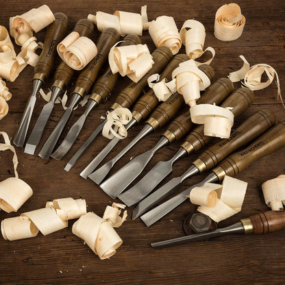 IMOTECHOM 12-Pieces Woodworking Wood Carving Tools Chisel Set with Wooden Box, Razor Sharp CR-V 60 Steel Blades