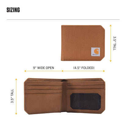 Carhartt Mens 700D Nylon Duck Wallets, RFID-Blocking W/Trifold and Front Pocket Options, Black (Bifold)