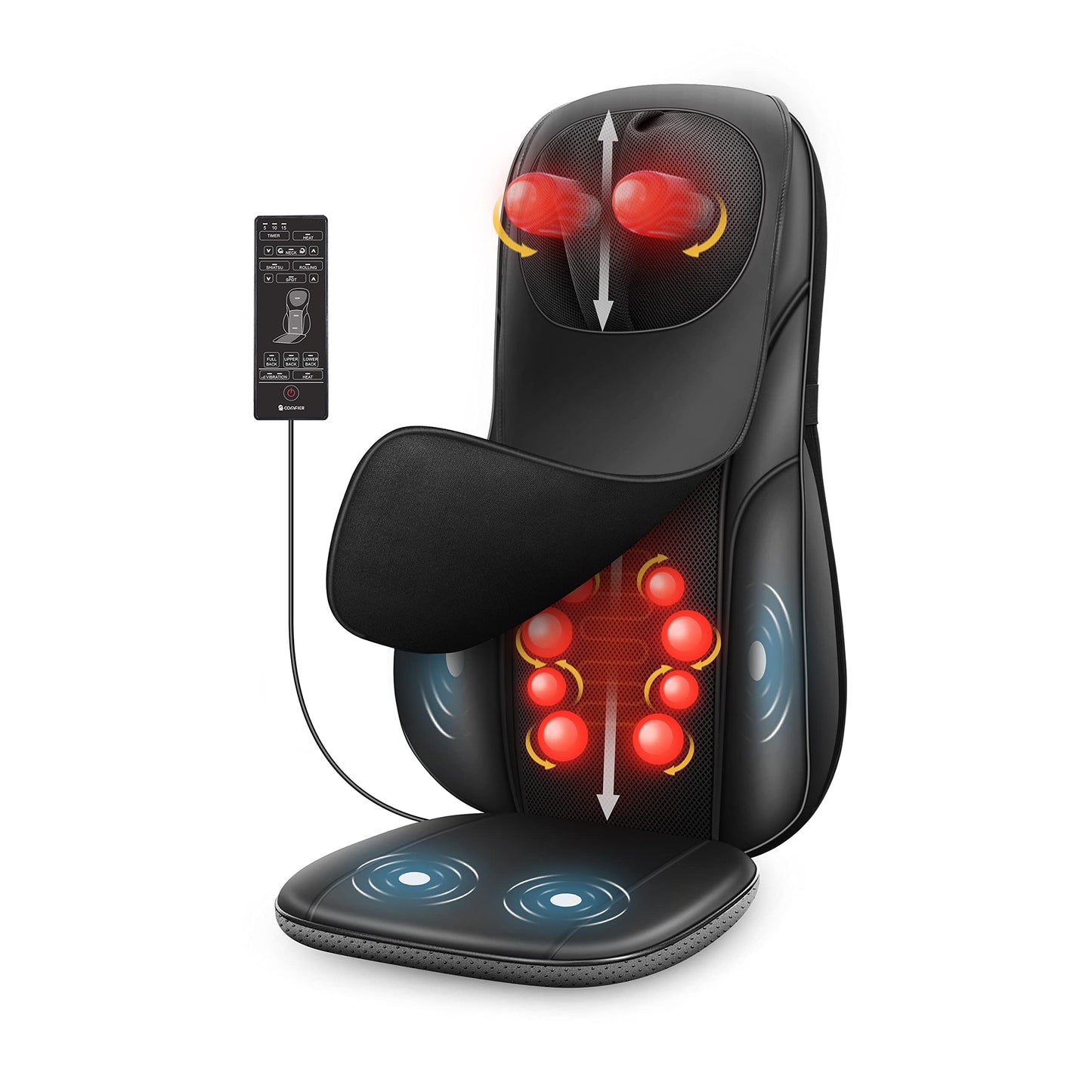COMFIER Shiatsu Neck Back Massager with Heat, Adjustable Massage Chair Pad Back Support Massage Seat Cushion for Full Body Massager Gifts for Dad