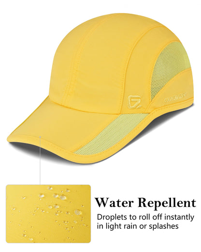 GADIEMKENSD Cooling Running Hat Quick Dry Summer Baseball Cap UPF50+ Sports Sun Caps Breathable Mesh Trucker Dad Hats Unstructured for Golf Tennis Hiking Gym Travel Camping Yellow S/M 6 7/8-7 1/4