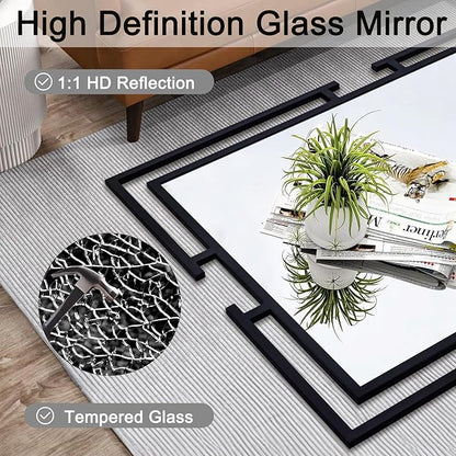 Large Wall Mirror for Living Room, 28"x40" Decorative Wall Mirror for Over Sink, Tempered Glass Mirror with Metal Frame for Bedroom, Black Mirror, Horizontal/Vertical