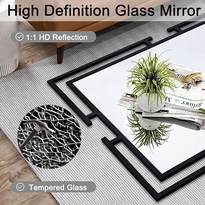 Large Decorative Wall Mirror Full Length, 60"x30", Tempered Black Mirror Wall Decor with Metal Frame for Living Room, Entryway, Bedroom, Horizontal/Vertical