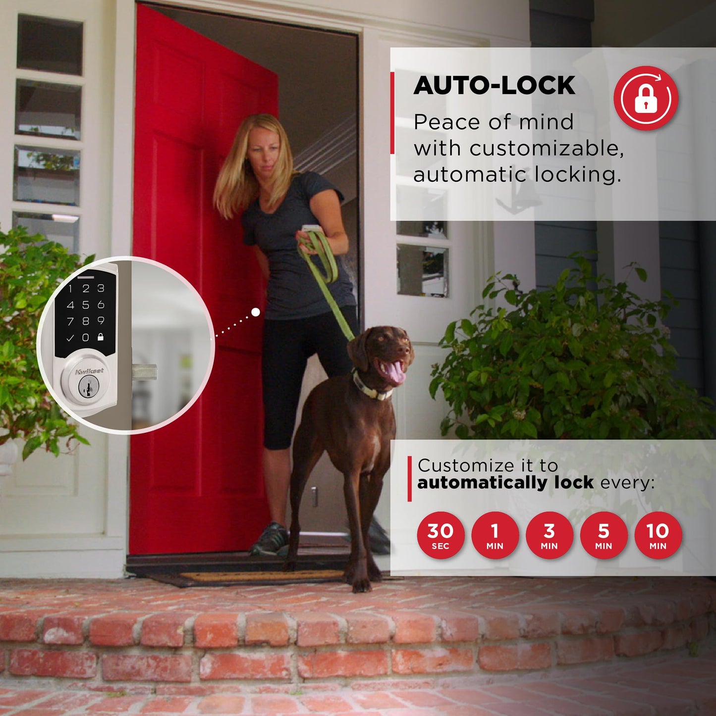 Kwikset SmartCode 270 Keyless Entry Electronic Touchpad Deadbolt Door Lock with Auto-Lock, Custom User Codes, Advanced Security in Satin Nickel Traditional