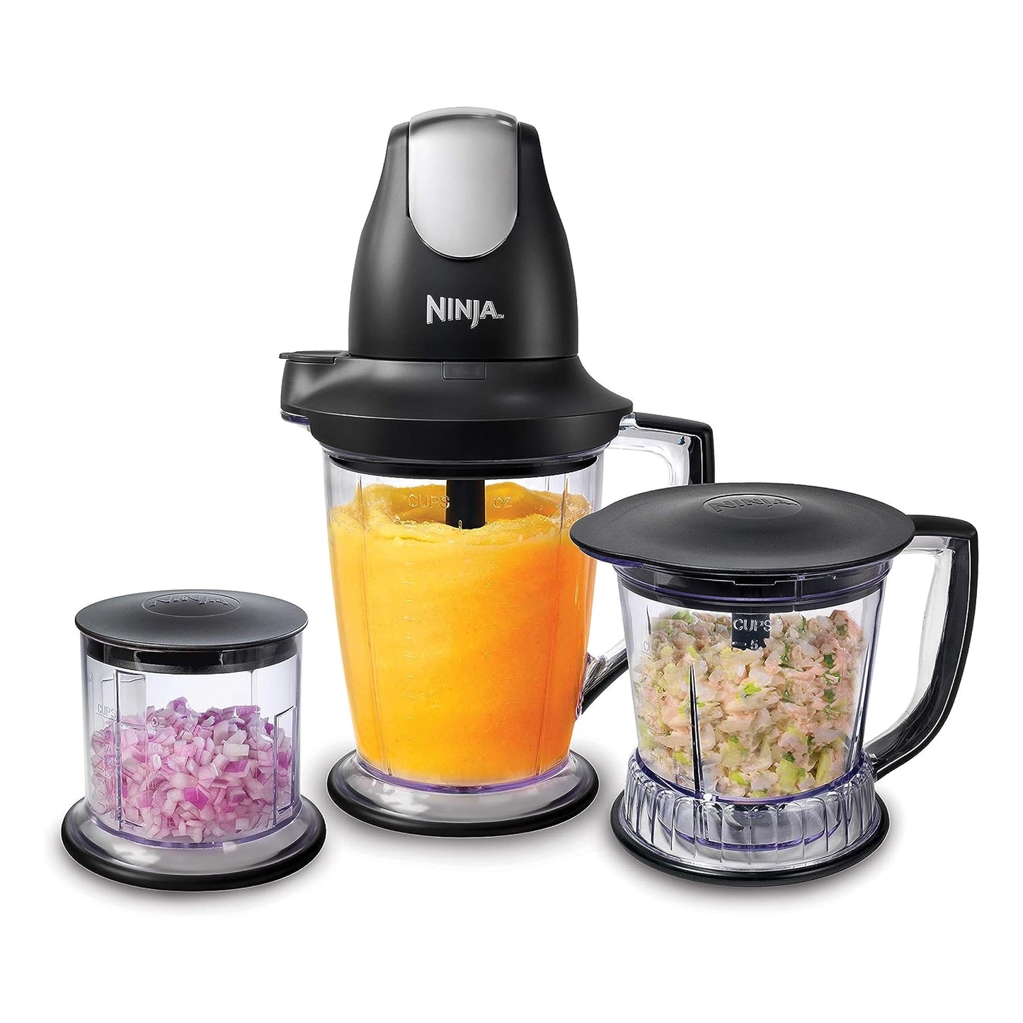 Ninja QB900B Master Prep Food Processor Blender with 48 oz Pitcher & 16 oz Chopping Bowl, Perfect for Frozen Blending & Chopping, 400 Watts, Dishwasher Safe, Countertop, Grey