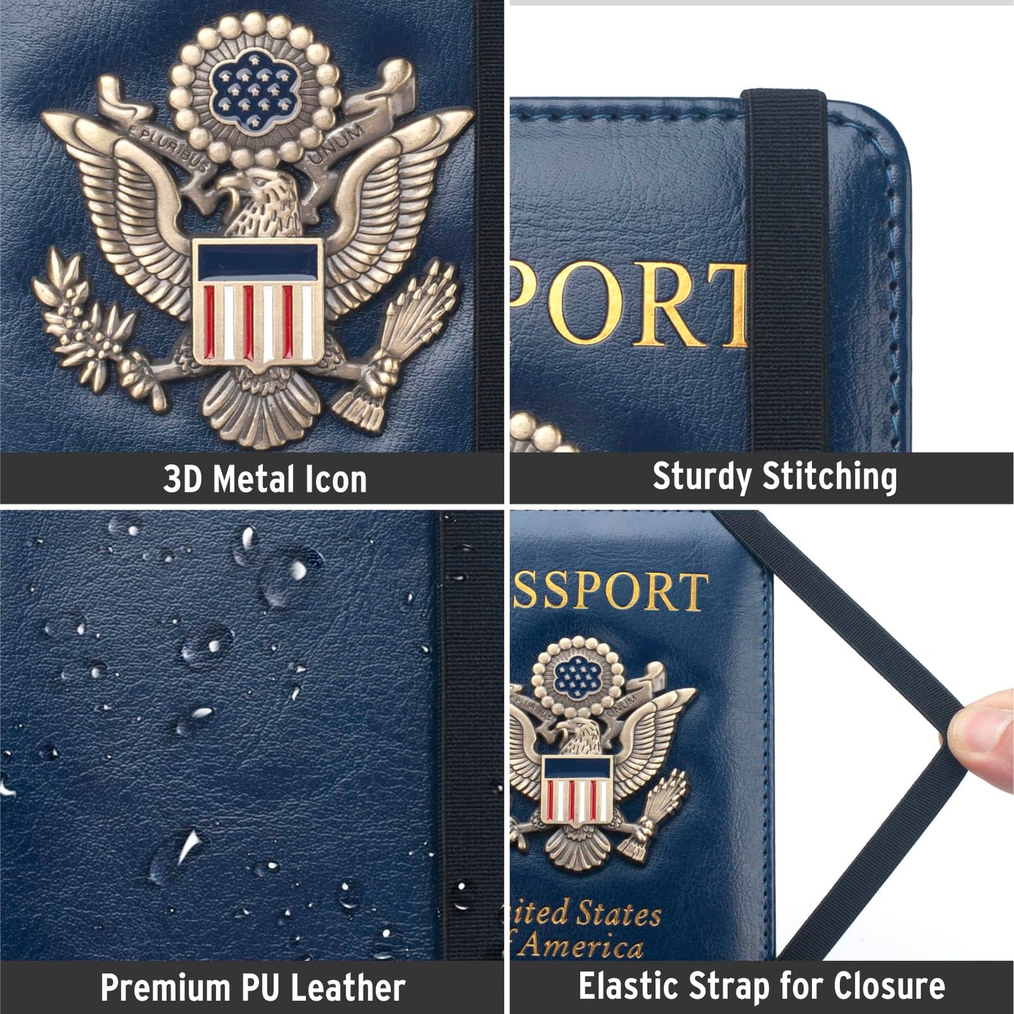 Coowayze Passport Holder for Men Women RFID Blocking US Passport Cover Case, Waterproof Leather Passport Book Protector with Vaccine Card Slot Travel Document Organizer