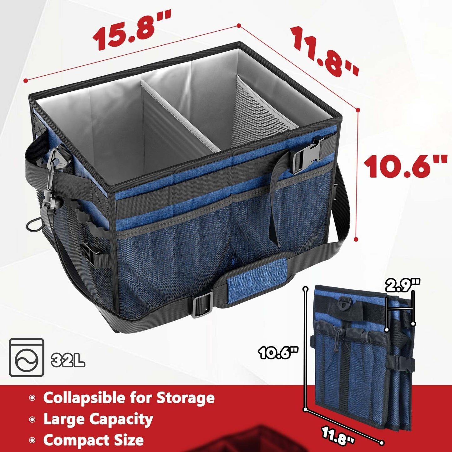 FANGSUN Large Grill and Picnic Caddy with Paper Towel Holder, BBQ Organizer for Utensils, Plates, Condiments, Collapsible & Easy-Carry Griddle Caddy, Must-Haves for Outdoor, Camper, Travel, Car, RV