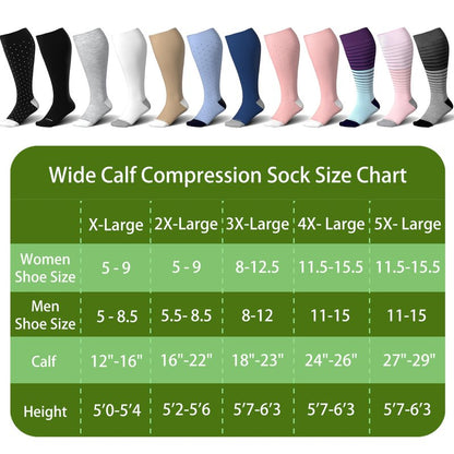 LEVSOX Plus Size Compression Socks for Women&Men Wide Calf 15-20 mmHg Knee High Extra Large Calf Support Socks for Nurse, Medical, Travel, Black
