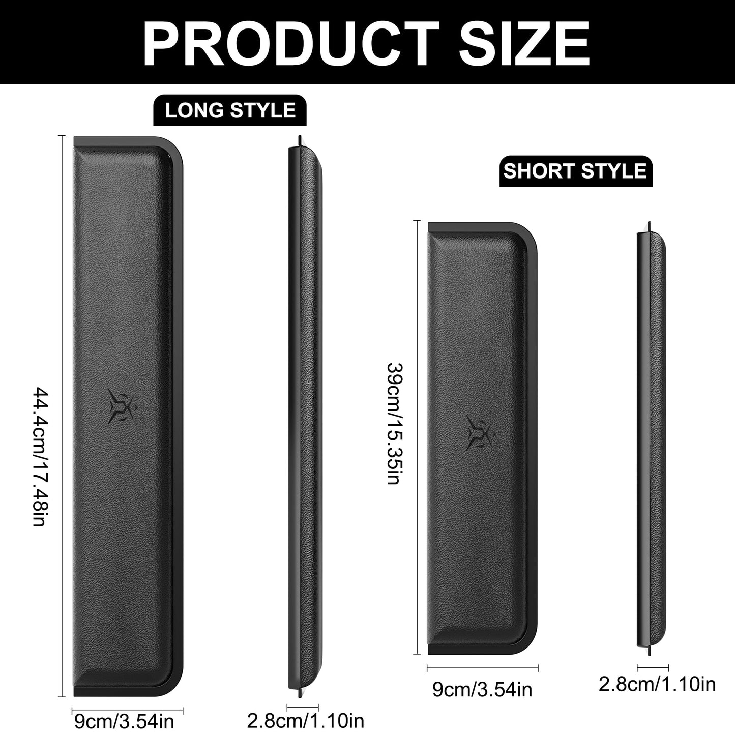 Jomwag Computer Keyboard Wrist Rest Pad, Ergonomic Soft Memory Foam Wrist Support w/Anti-Slip Rubber Base, Black (Protein leather, 15.35 in*3.54 in*1.1 in)