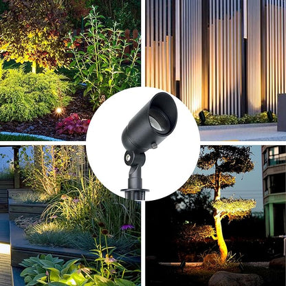 Lumina Lighting® 4W Landscape Lighting 12V Landscape Lights Low Voltage Landscape Spotlights Warm White Waterproof Outdoor Replaceable LED Bulb for Garden, Lawn, Porch, Patio and Yard (Black, 2-Pack)