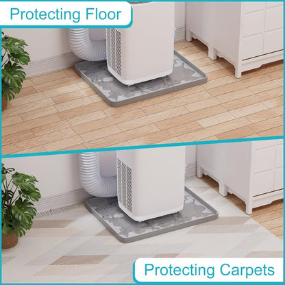Chiligent Portable Air Conditioner Drip Pan, 23.6" x 19.7" x 0.75" Non-Slip Large Drip Tray with Raised Edges, Prevent Water Leakage & Floor Damage, Portable AC Drip Pan & Mini Fridge Mat, Gray
