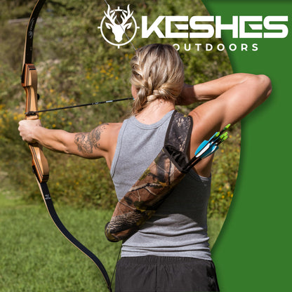 KESHES Archery Back Arrow Quiver Holder - Adjustable Quiver for Arrows with Shoulder Strap and Belt Clip - Ideal for Bow Hunting & Target Practice for Youth & Adults